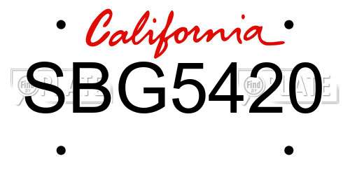 SBG5420 California License Plate