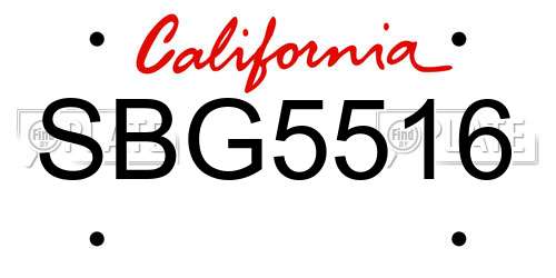 SBG5516 California License Plate