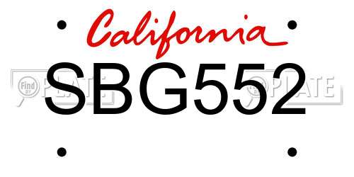SBG552 California License Plate