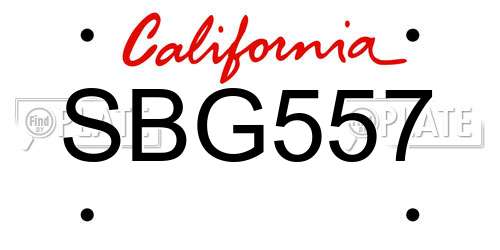 SBG557 California License Plate