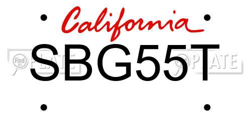 SBG55T California License Plate