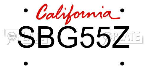 SBG55Z California License Plate