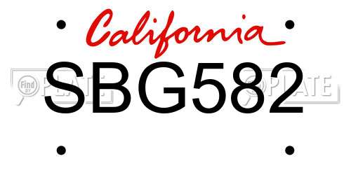 SBG582 California License Plate
