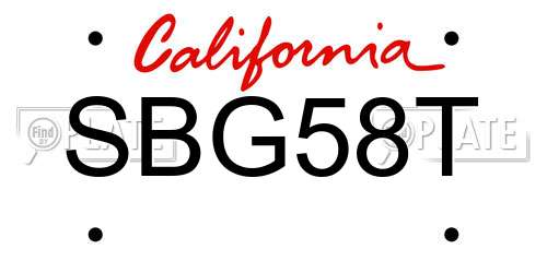 SBG58T California License Plate