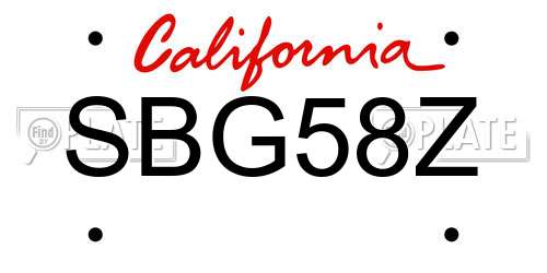 SBG58Z California License Plate