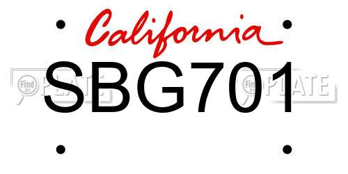 SBG701 California License Plate