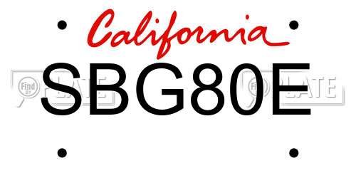 SBG80E California License Plate