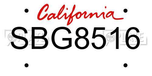 SBG8516 California License Plate