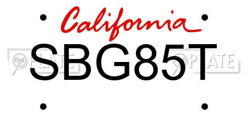 SBG85T California License Plate