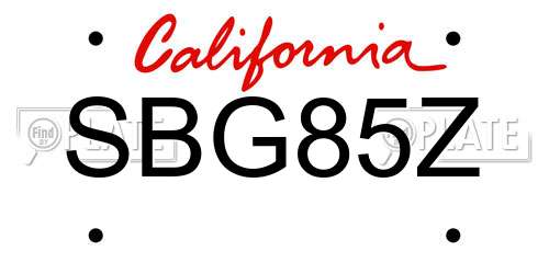 SBG85Z California License Plate