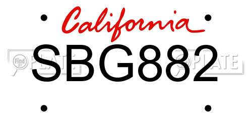 SBG882 California License Plate