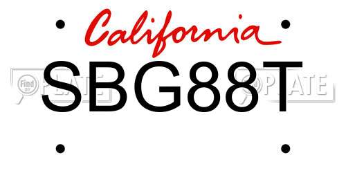 SBG88T California License Plate