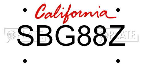 SBG88Z California License Plate