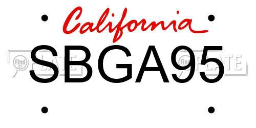 SBGA95 California License Plate