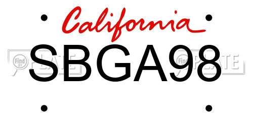SBGA98 California License Plate