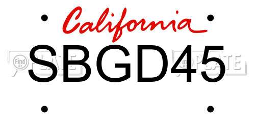 SBGD45 California License Plate