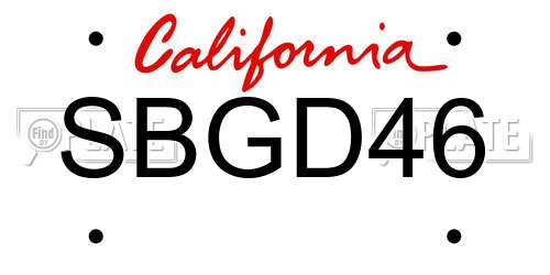 SBGD46 California License Plate