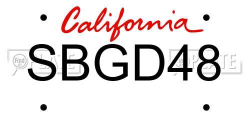 SBGD48 California License Plate