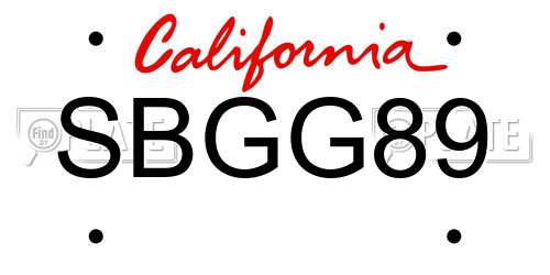 SBGG89 California License Plate