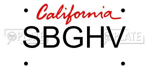 SBGHV California License Plate