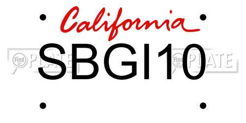 SBGI10 California License Plate