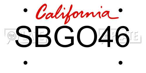 SBGO46 California License Plate