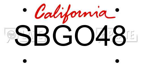 SBGO48 California License Plate