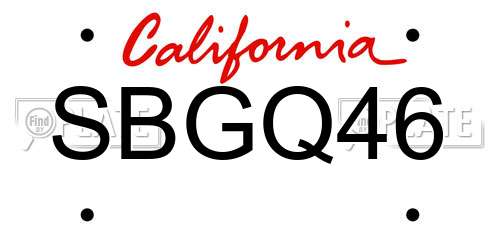 SBGQ46 California License Plate
