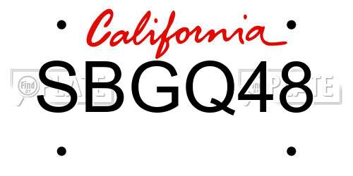 SBGQ48 California License Plate