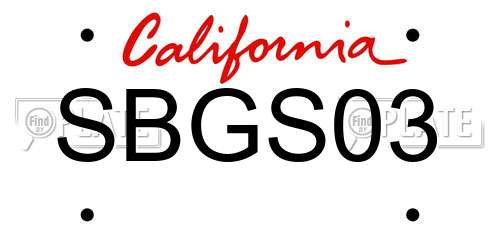 SBGS03 California License Plate