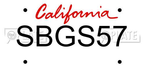 SBGS57 California License Plate