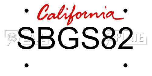 SBGS82 California License Plate