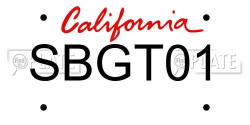 SBGT01 California License Plate