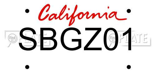 SBGZ01 California License Plate