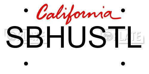 SBHUSTL California License Plate