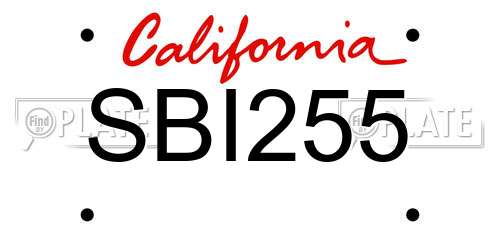 SBI255 California License Plate