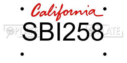 SBI258 California License Plate