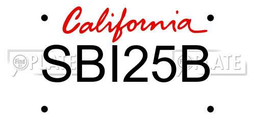 SBI25B California License Plate