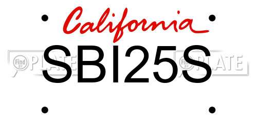SBI25S California License Plate