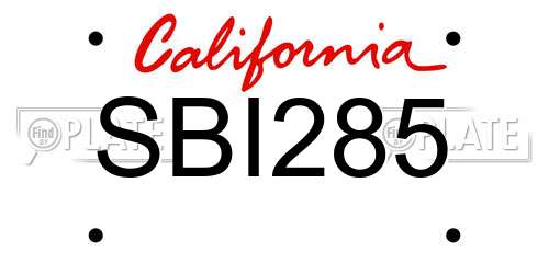 SBI285 California License Plate