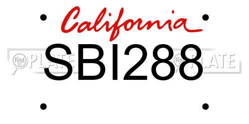 SBI288 California License Plate