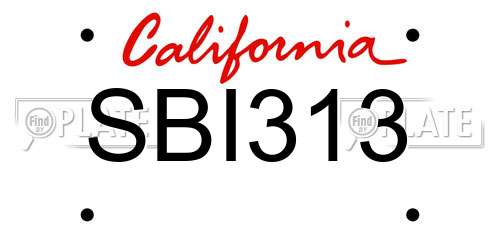 SBI313 California License Plate