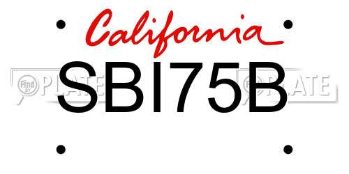 SBI75B California License Plate