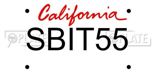 SBIT55 California License Plate