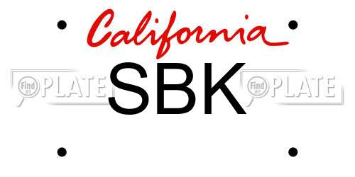 SBK California License Plate