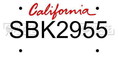 SBK2955 California License Plate