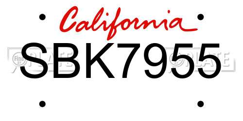SBK7955 California License Plate