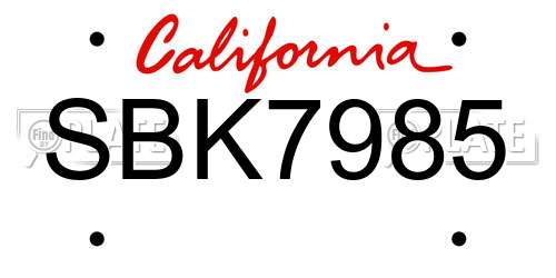SBK7985 California License Plate