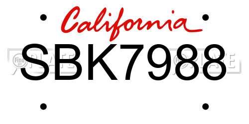 SBK7988 California License Plate