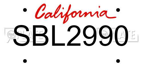 SBL2990 California License Plate